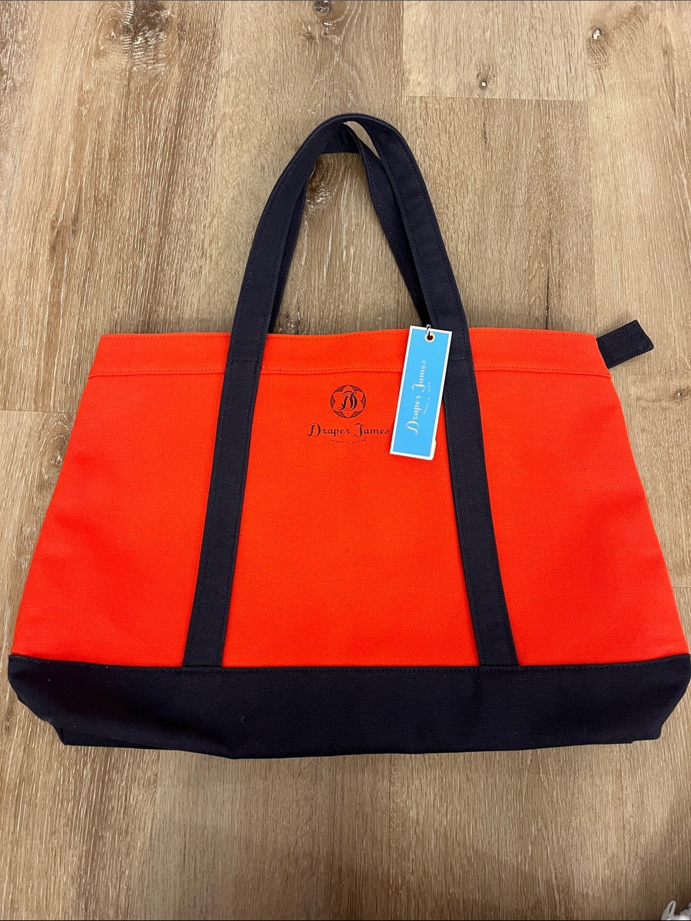 Draper James Bright Red Canvas Tote with Black Trim